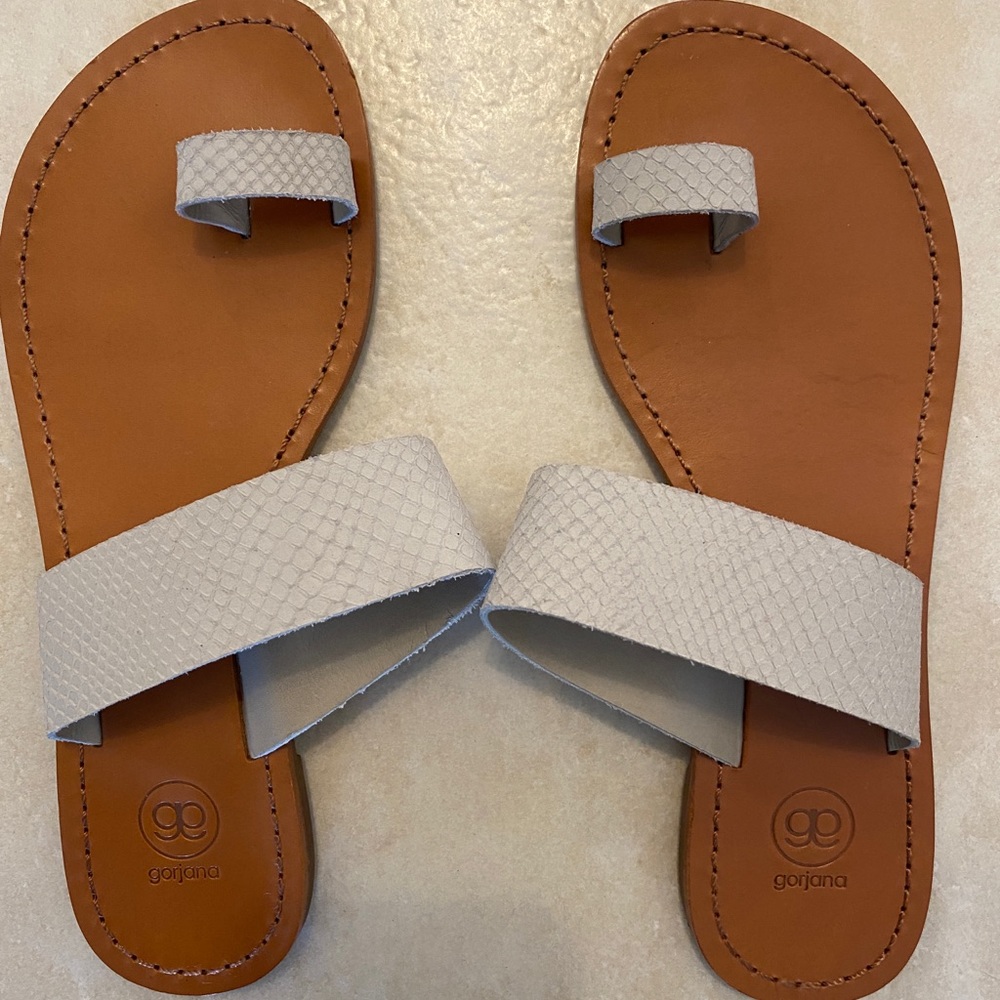 Gorjana Del Mar Sandal in Cream Snakeskin
